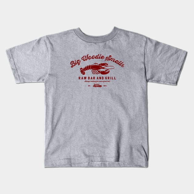 Big Woodie Smalls Raw Bar and Grill Kids T-Shirt by AngryMongoAff